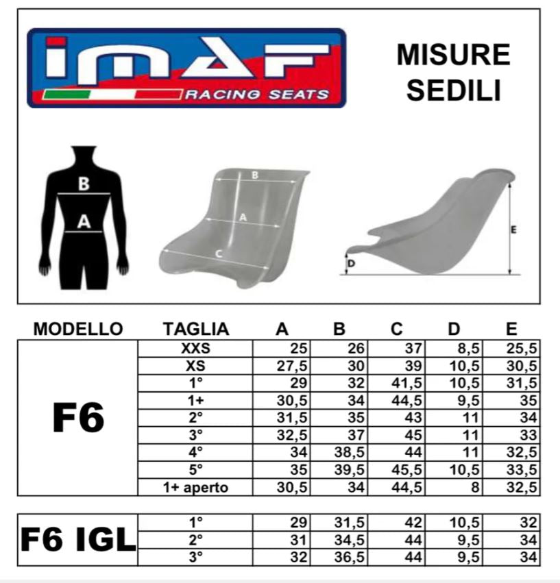 IMAF F6 GOKART SÆDE STANDARD